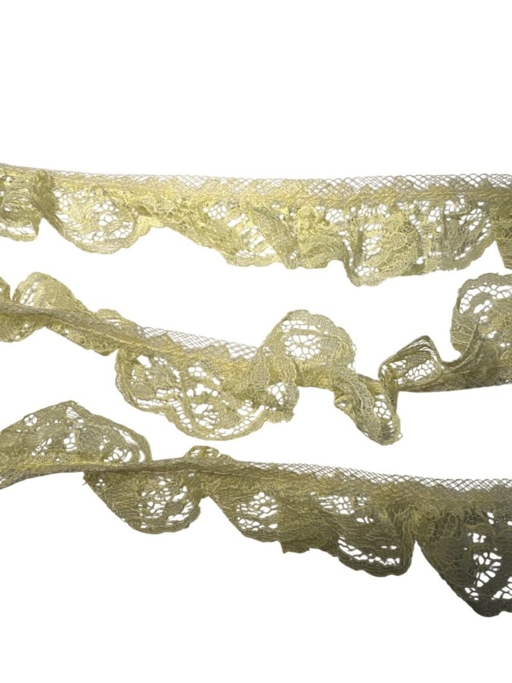 Vintage Yellow Ruffled Lace Trim 1 Inches Wide For Sewing & Crafts 4 Yards